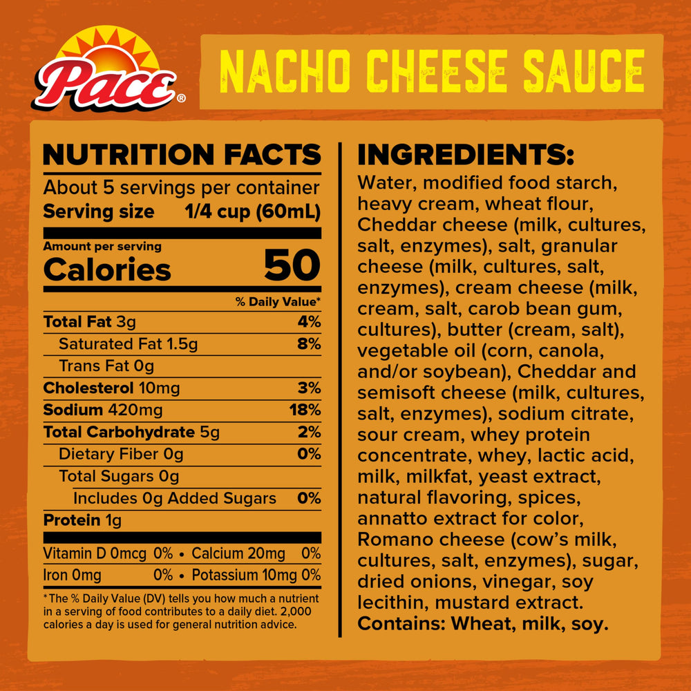 Pace Medium Nacho Cheese Sauce pour-smooth shot for drizzling over nachos