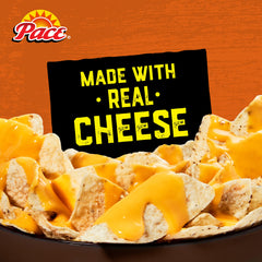 Pace Mild Nacho Cheese Sauce on tortilla chips for a savory snack.