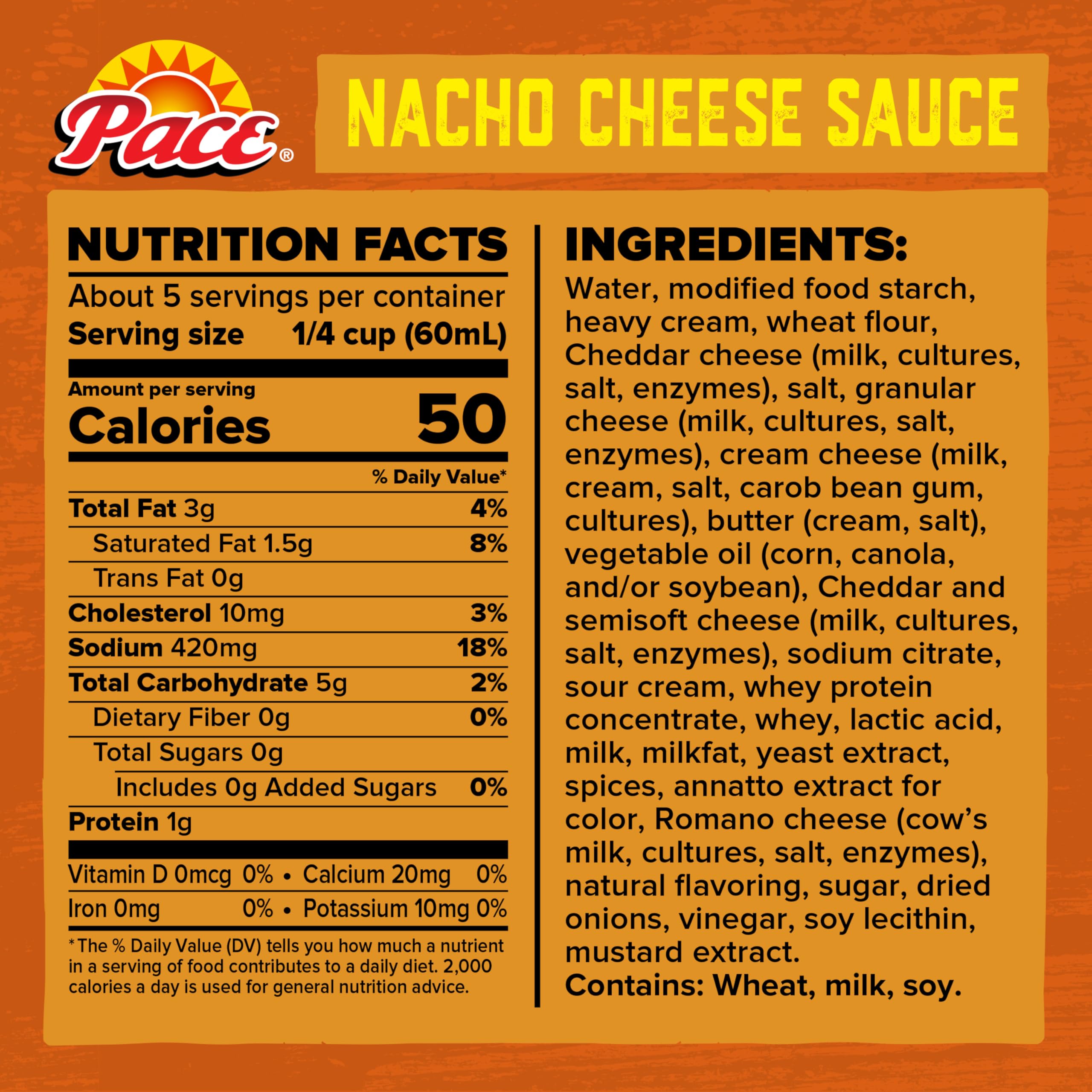 Pace Mild Nacho Cheese Sauce being poured over chips for dipping.