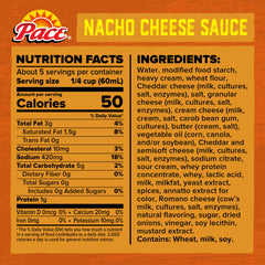 Pace Mild Nacho Cheese Sauce being poured into a bowl for dipping.