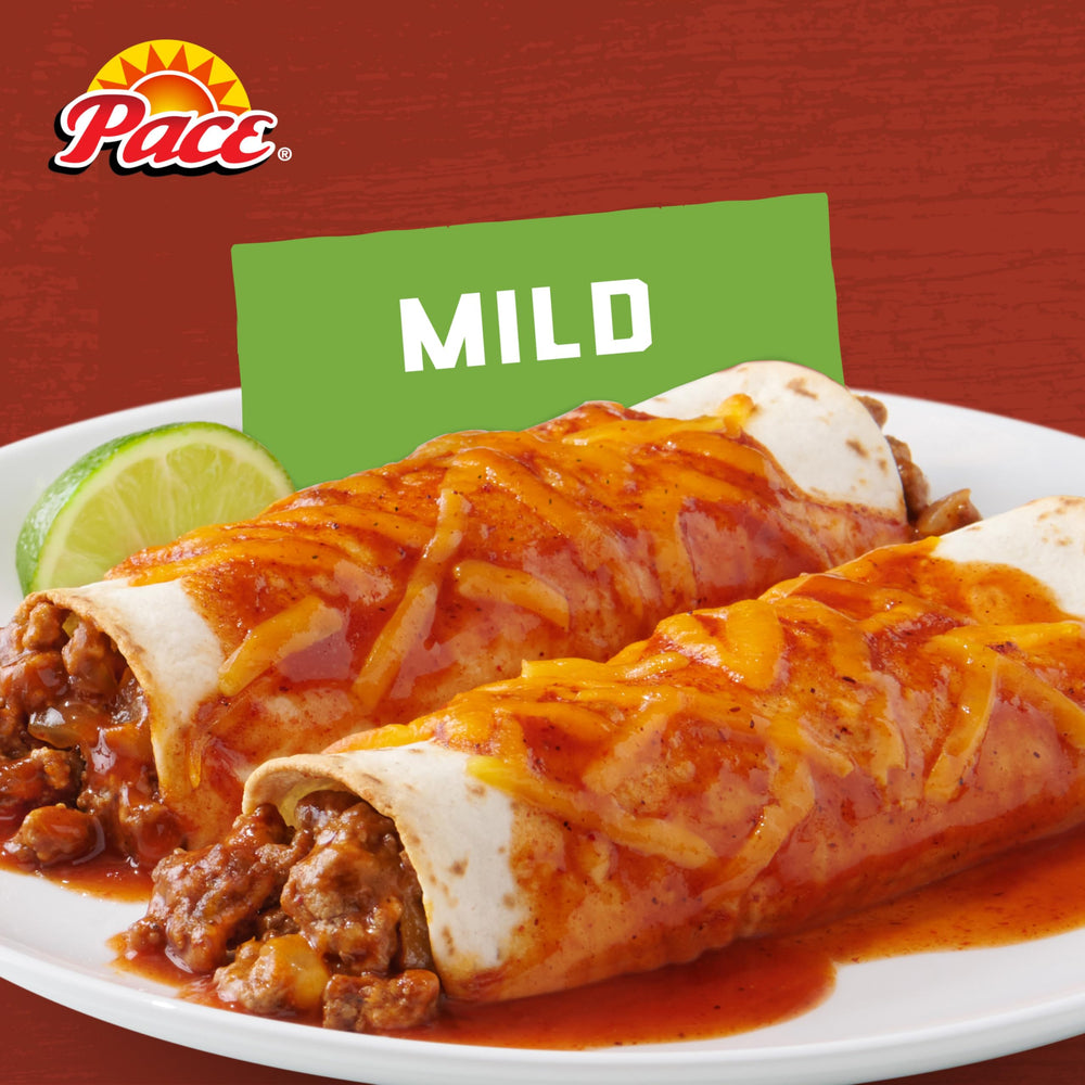 Pace Mild Red Enchilada Sauce jar simmering to enrich a hearty soup