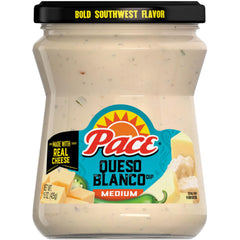 Pace Queso Blanco dip jar ready for chips and party snacking.