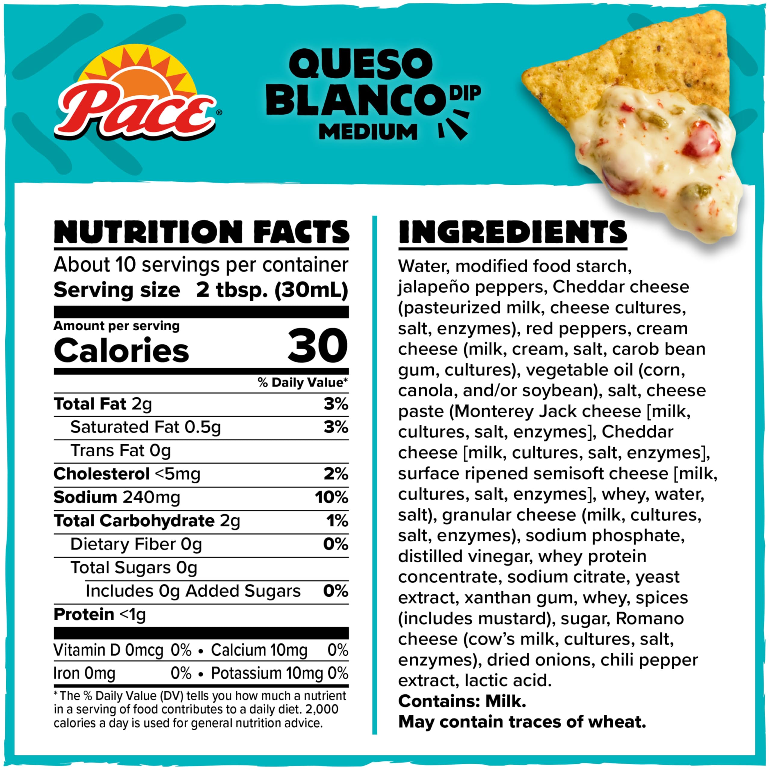 Pace Queso Blanco Dip microwavable bowl heats quickly for easy snacking