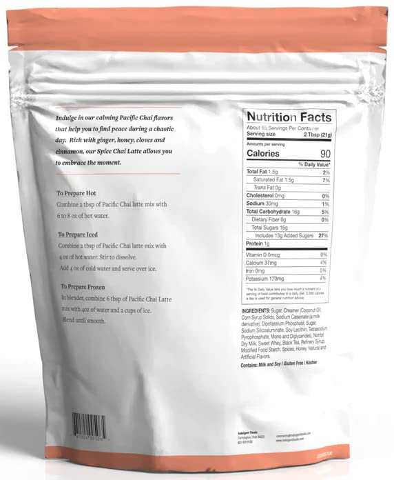Pacific Chai latte spice instant powder cup ready for quick cafe-quality chai at home.