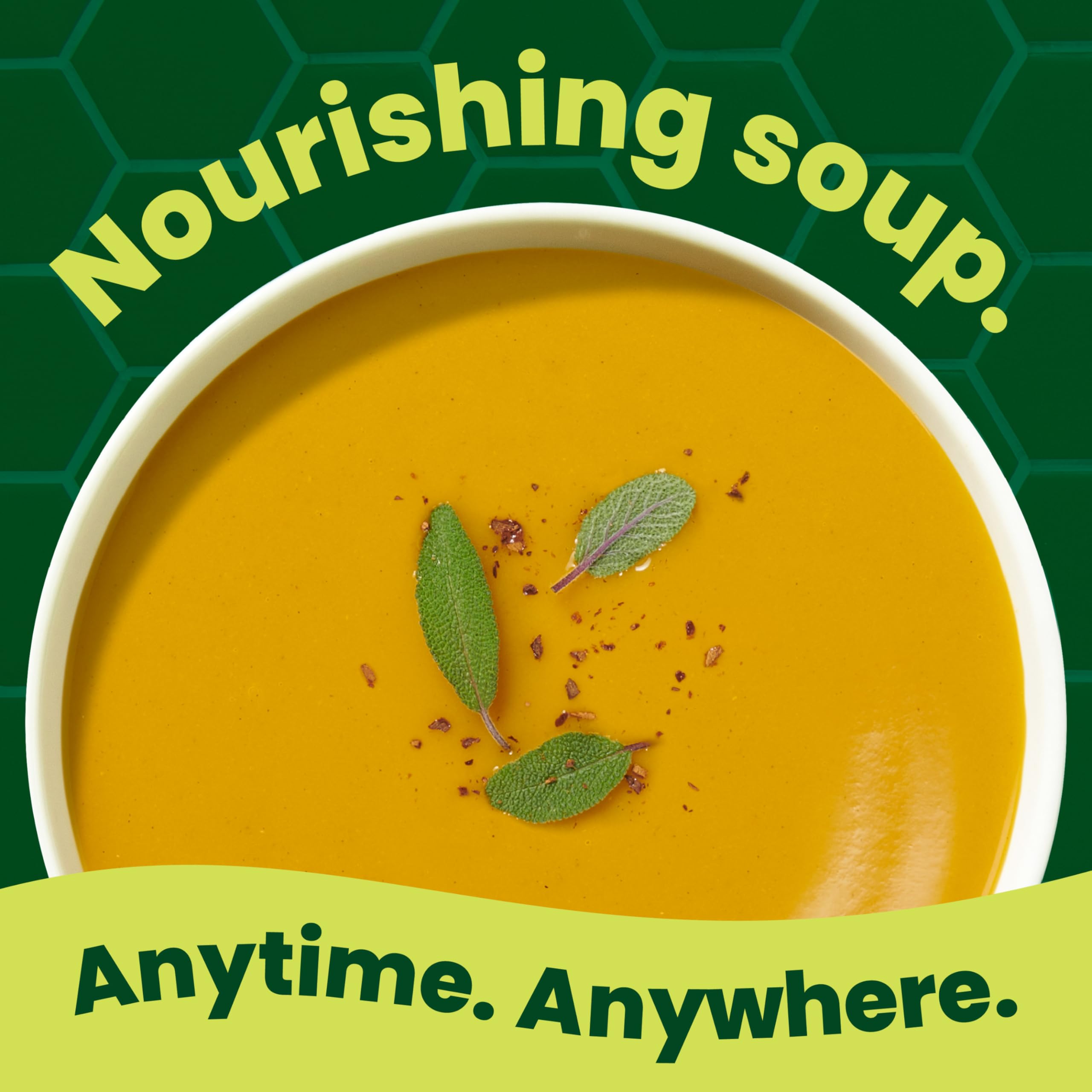 Pacific Foods squash soup with ginger, onion, garlic and warm spices.
