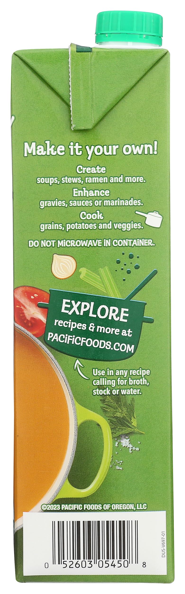 Pacific Foods fat-free gluten-free broth image emphasizes diet-friendly cooking.