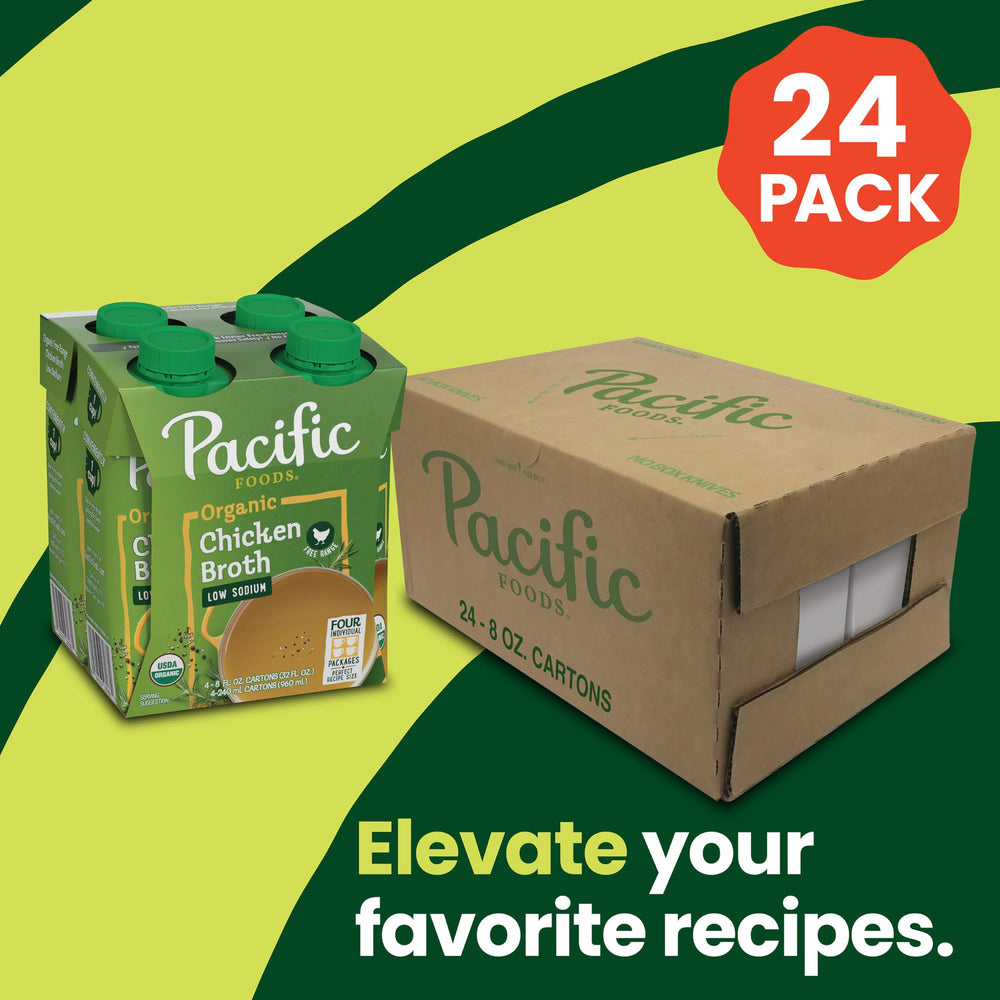 Organic label on Pacific Foods broth emphasizes free-range, certified organic quality