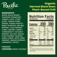 Ingredient closeup of Pacific Foods Harvest Black Bean Chili showing beans and sweet potato.