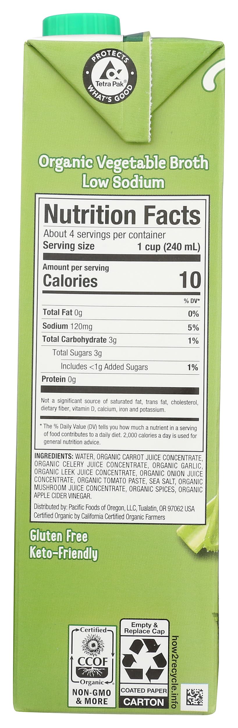 Pacific Foods ingredients leeks onion garlic focuses on savory aroma and depth.
