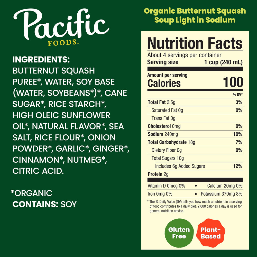 Pacific Foods low-sodium soup in a bowl, easy vegan snack.