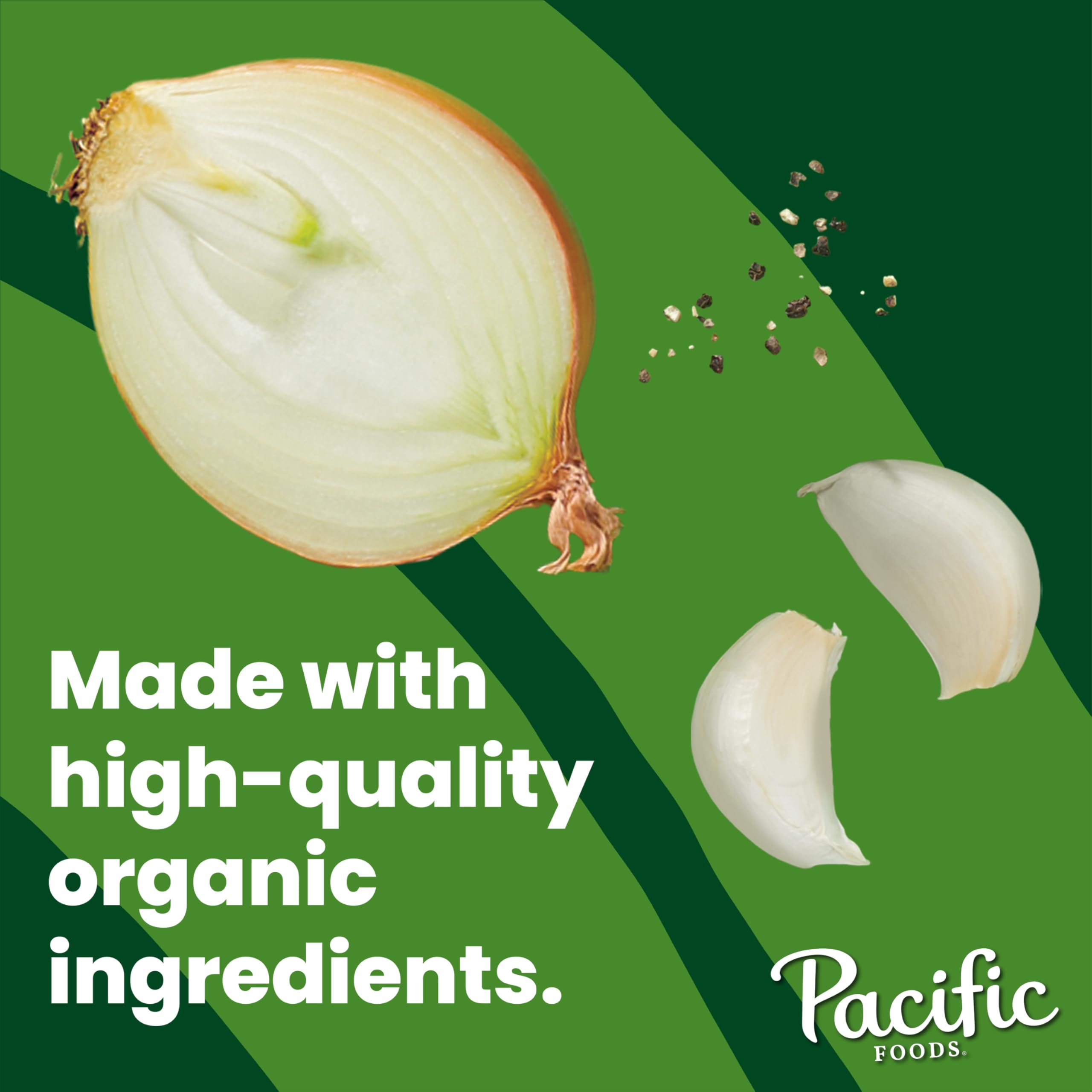 Pacific Foods Low Sodium Organic Beef Broth in pot ready to enrich soups and stews.