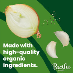 Pacific Foods Low Sodium Organic Beef Broth in pot ready to enrich soups and stews.
