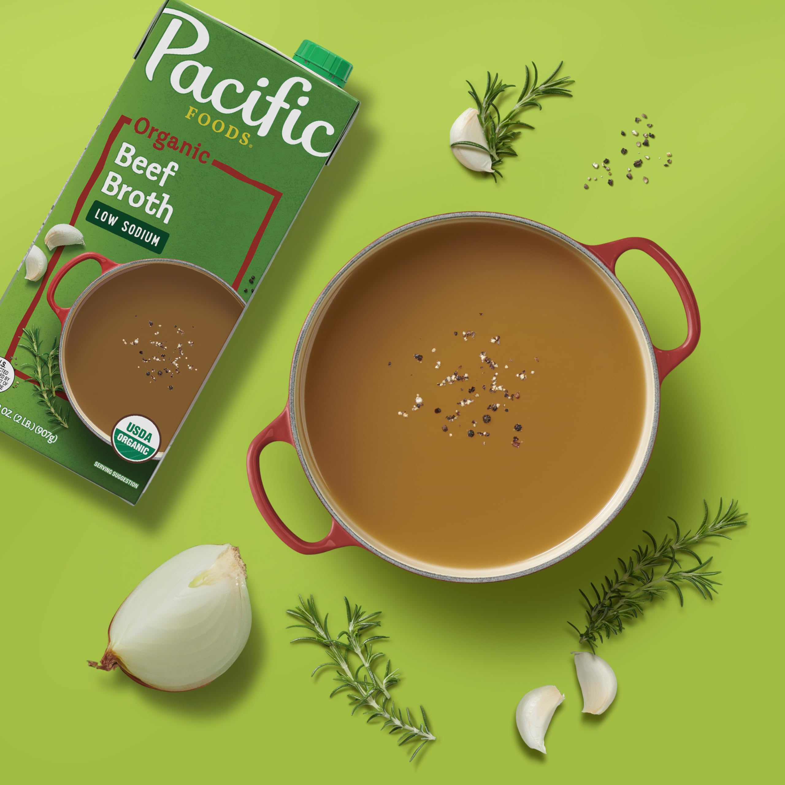 Pacific Foods low sodium beef broth on the shelf supports easy meal prep.