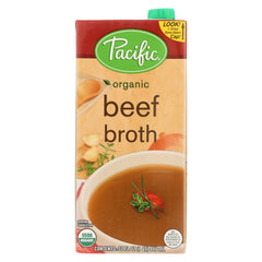Pacific Foods Organic Beef Broth 32-ounce carton pour for soups and risottos