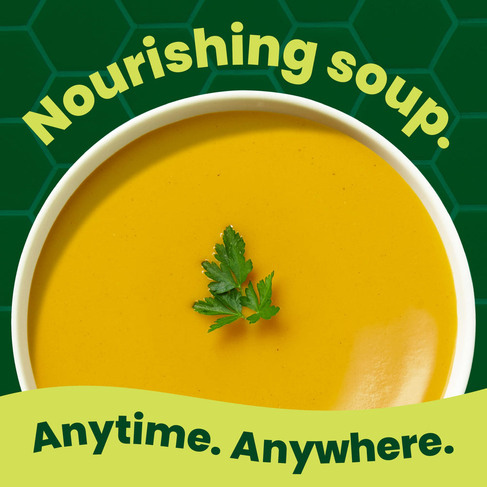 Pacific Foods Organic Butternut Squash Soup bowl ready to eat, creamy warmth for snacks.