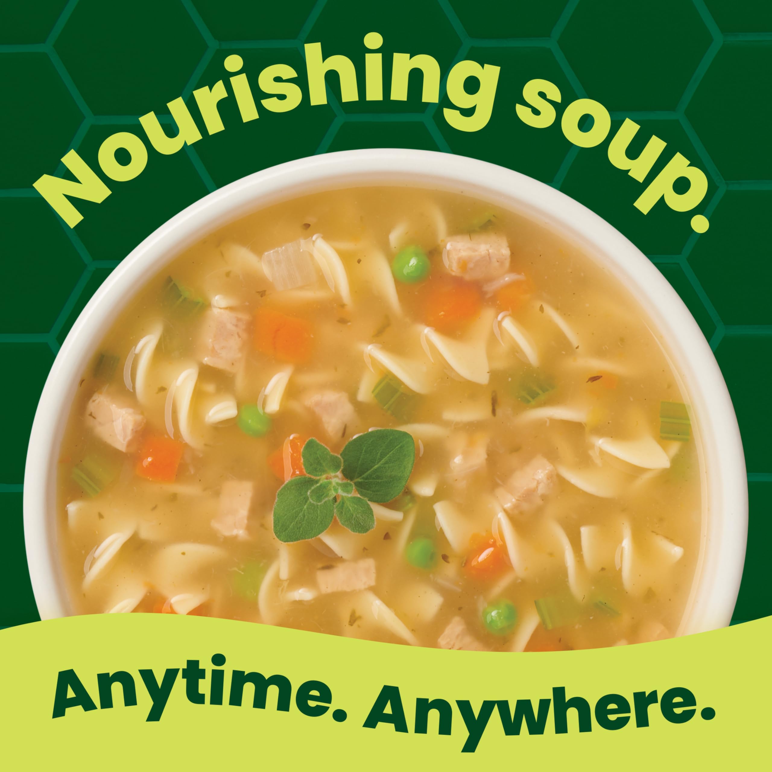 Pacific Foods Organic Chicken Noodle Soup label highlights organic, non-GMO ingredients.