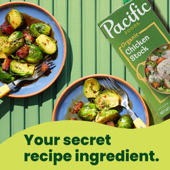 Pacific Foods Organic Chicken Stock in kitchen pantry ready for meals