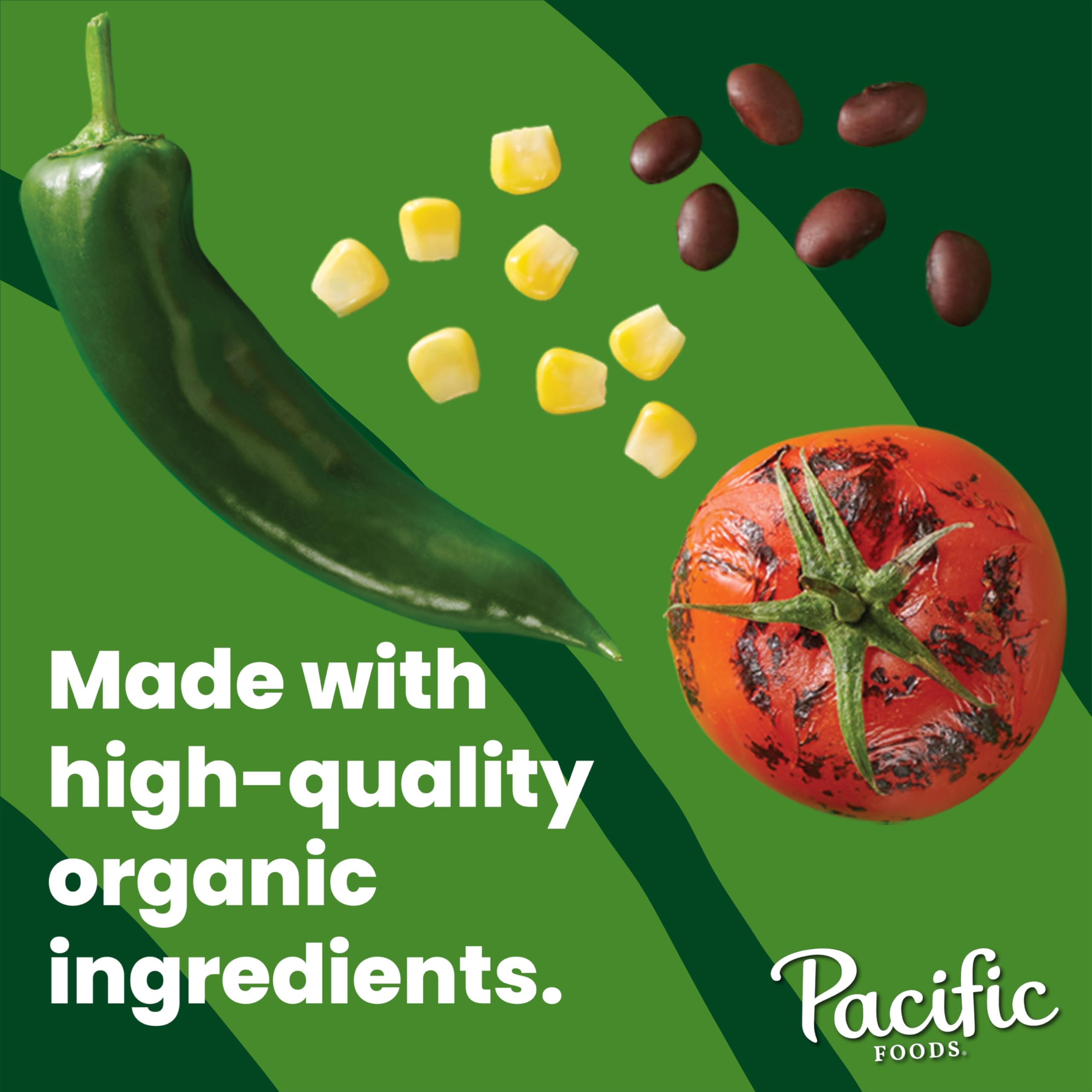 Pacific Foods Organic Chicken Tortilla Soup close-up of ingredients and color.