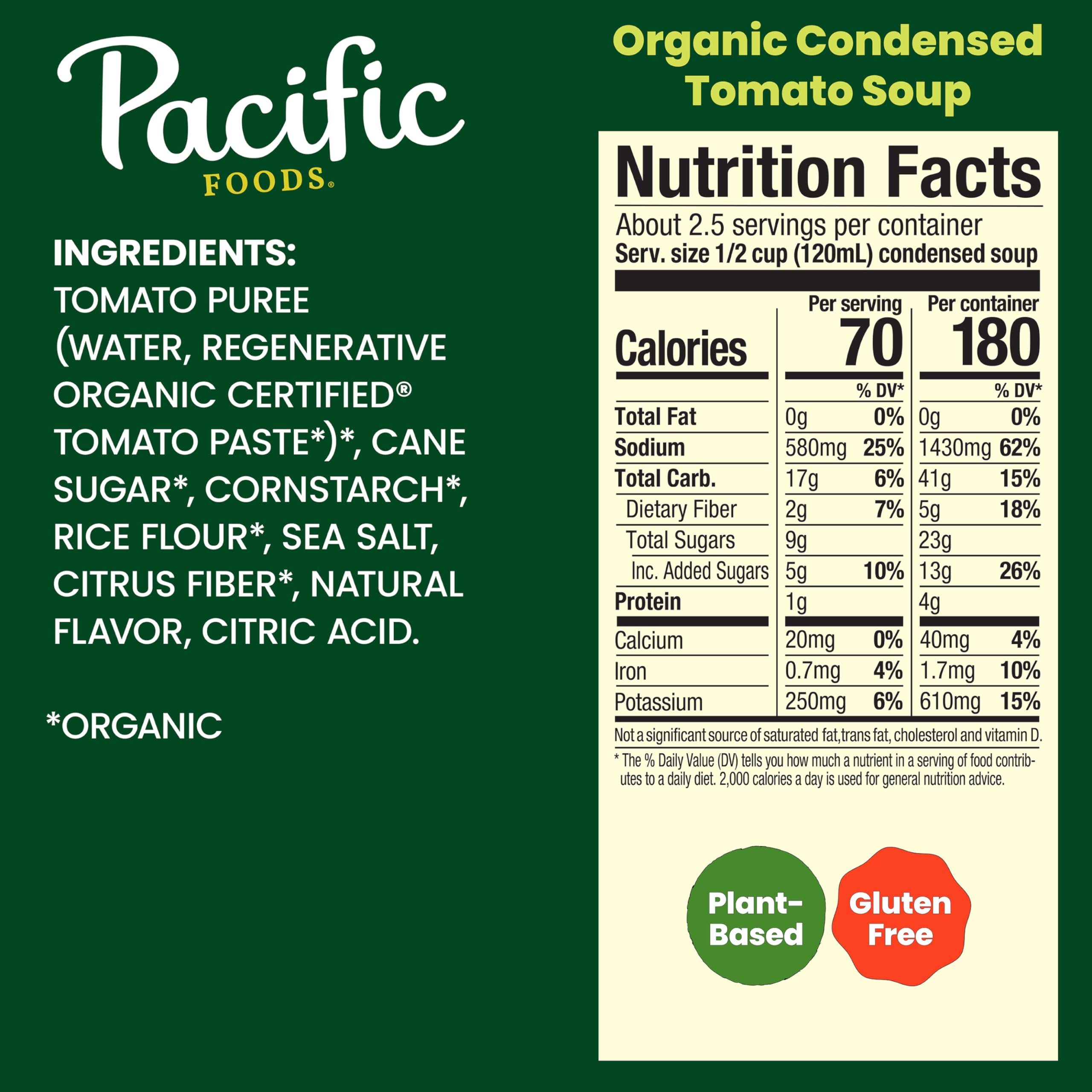 Pacific Foods Organic Condensed Tomato Soup served in a warm bowl with basil for comforting moments.