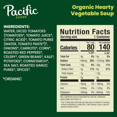 Pacific Foods organic ingredients close-up—tomatoes, green beans, peppers highlight fresh plant-based flavor