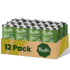 Pacific Foods Organic Lightly Salted Chicken and Wild Rice Soup can front for quick meals