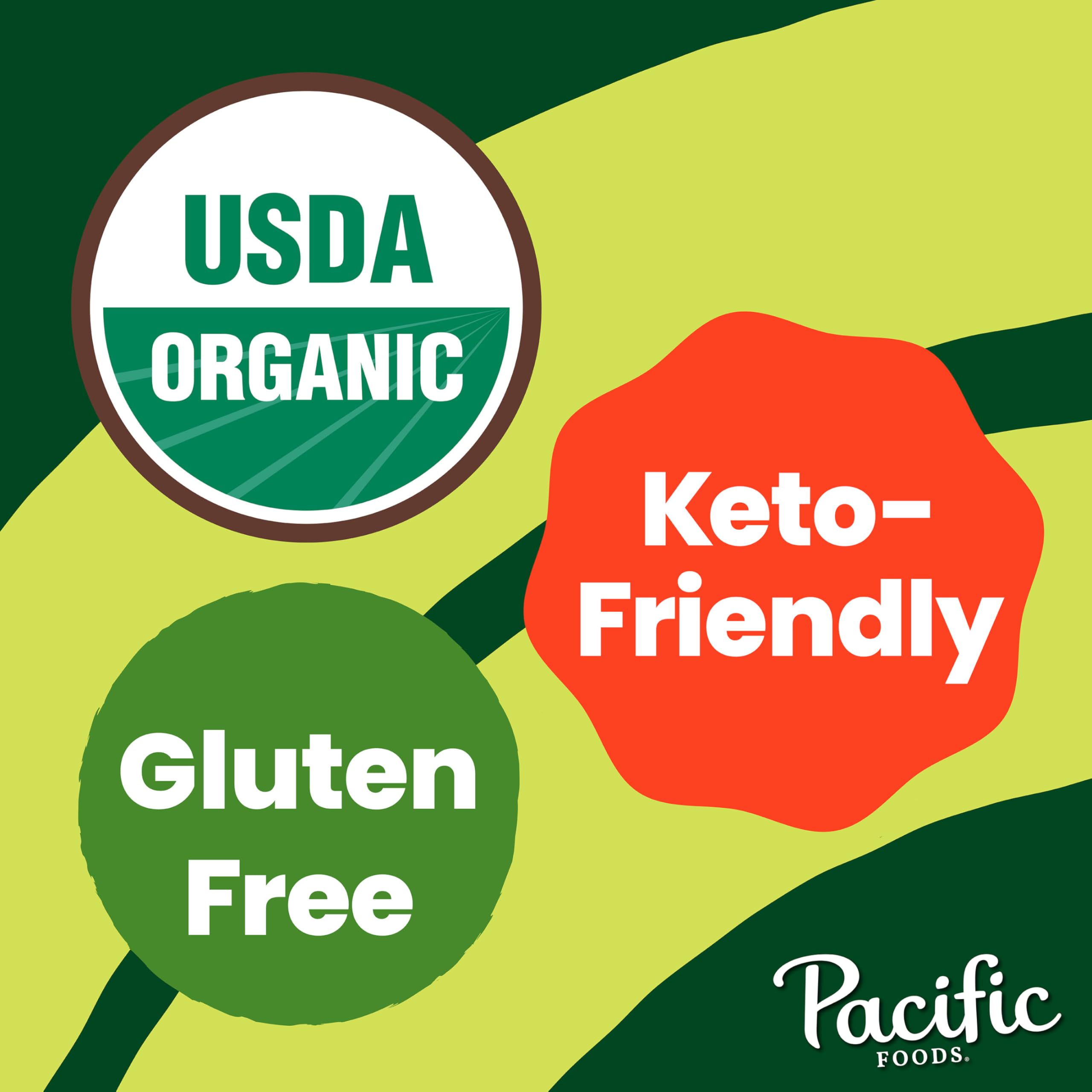 Closeup of Pacific Foods Organic Turkey Broth label highlighting organic ingredients.