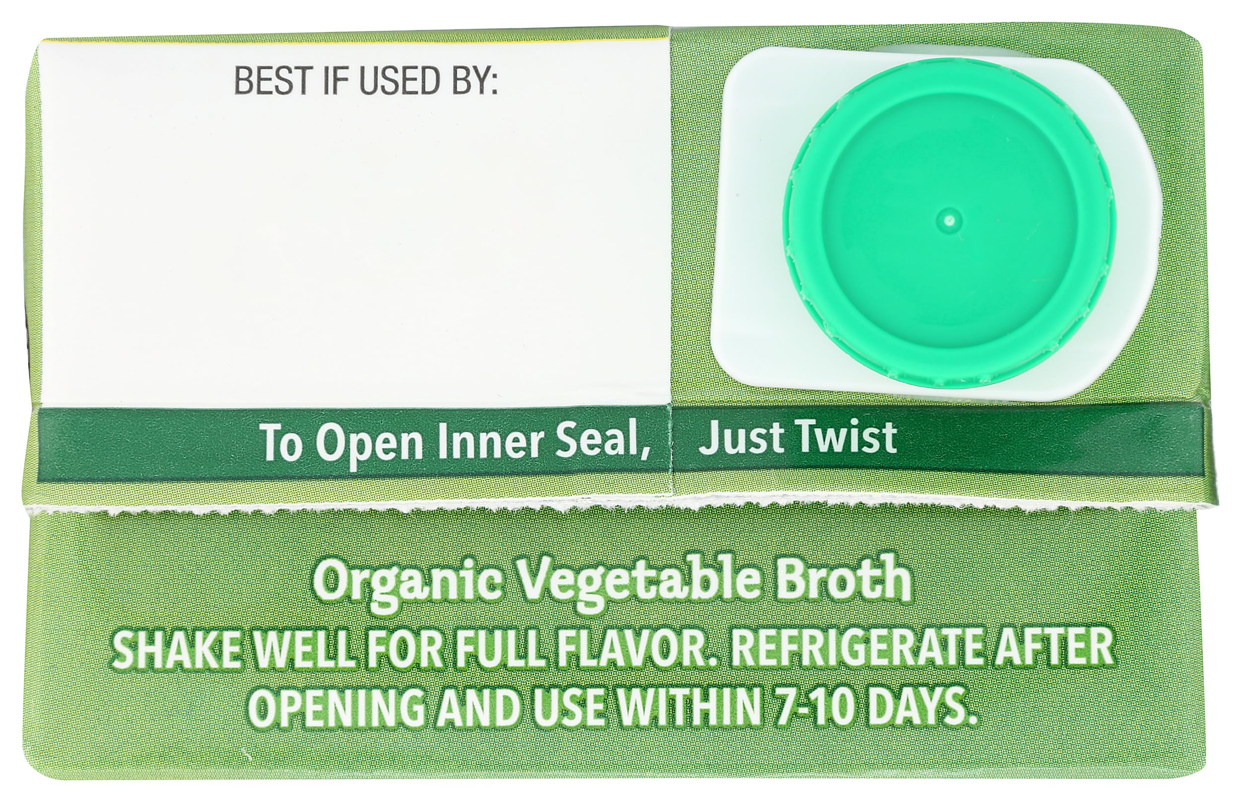 Pacific Foods Organic Vegetable Broth vegetables close-up notes carrots, celery, and tomatoes.