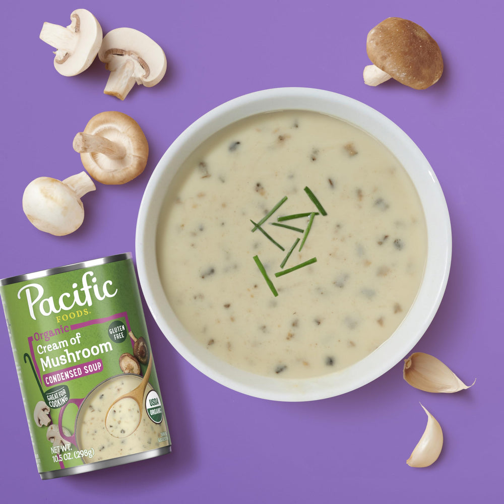 Pacific Foods pairing ideas with salads and sandwiches shown on plate