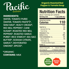 Pacific Foods Roasted Pepper & Tomato Soup ingredient close-up with fresh tomatoes and peppers