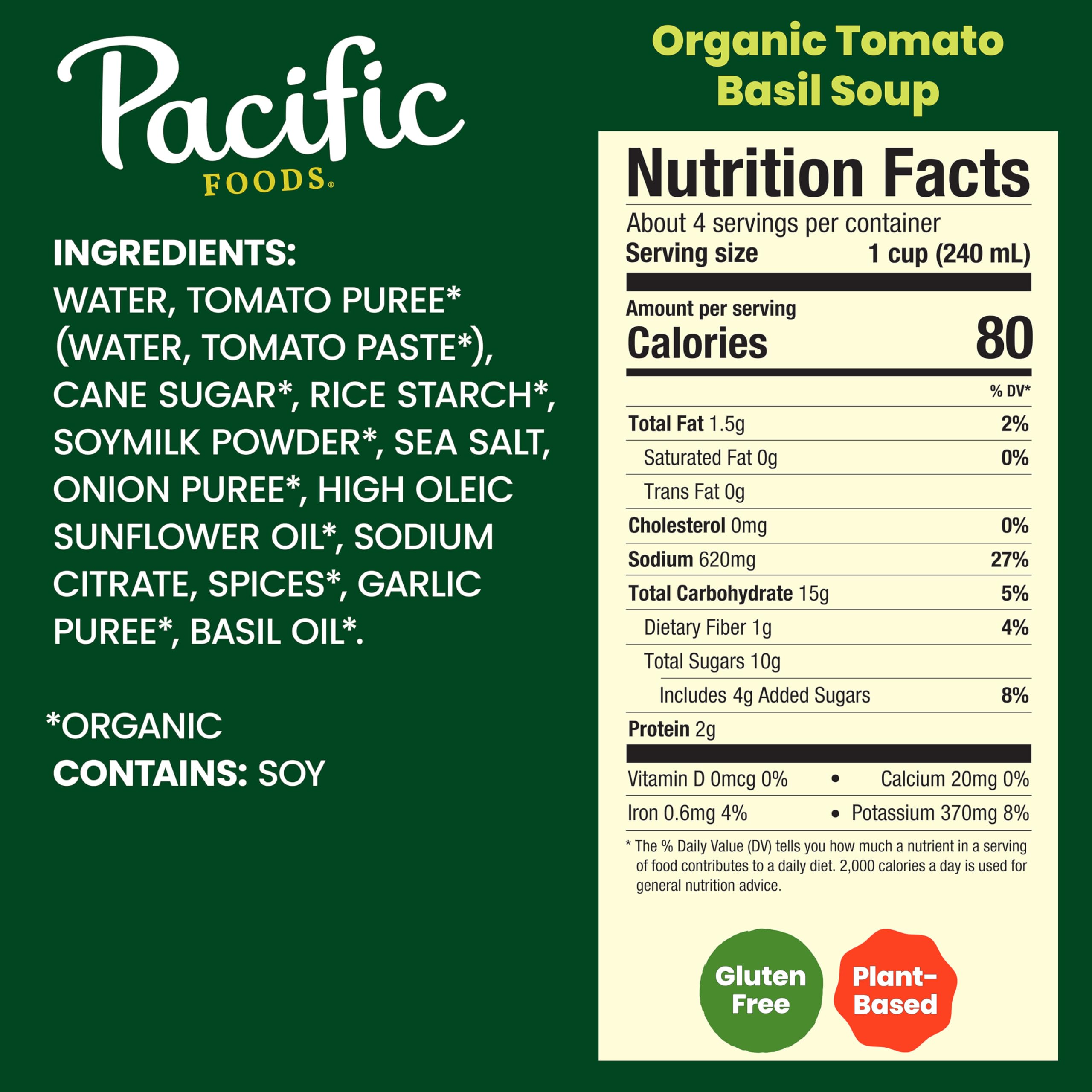 Pacific Foods Tomato Basil Soup steaming bowl ready for a quick vegan lunch.