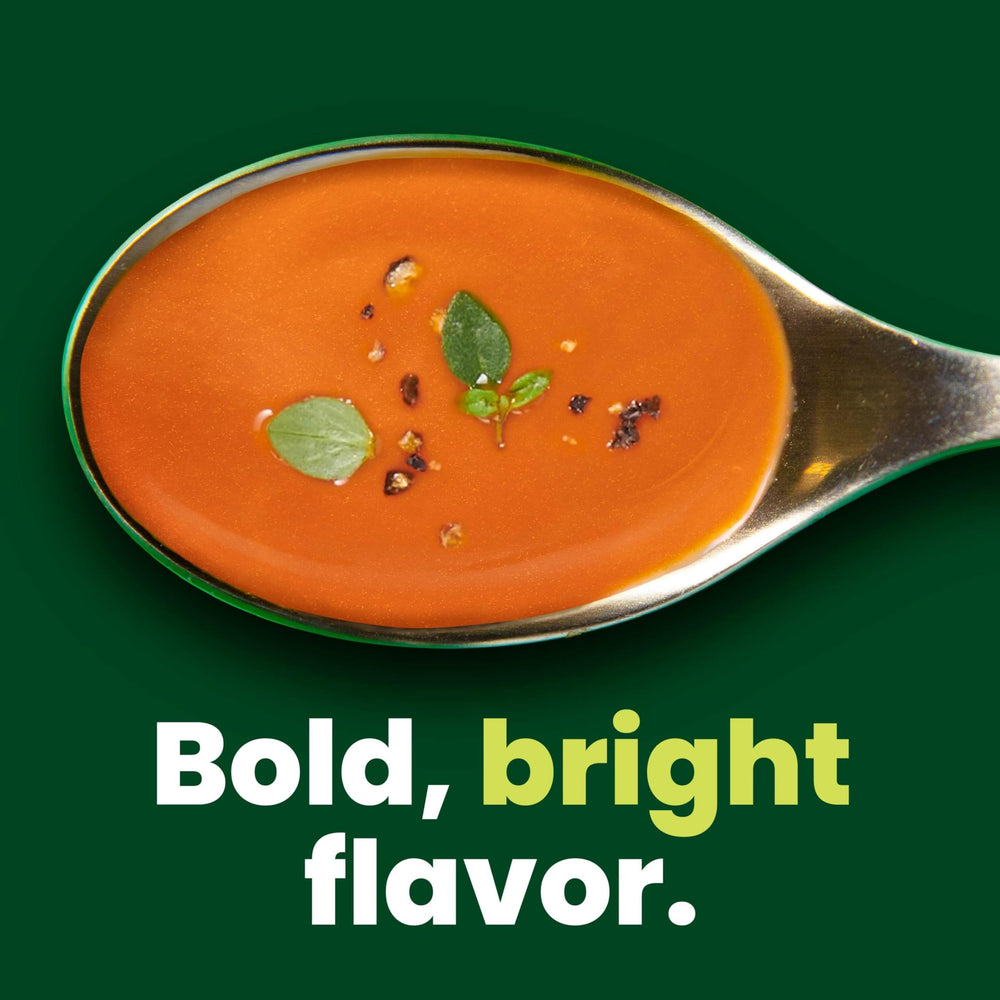 Pacific Foods tomato soup on a kitchen counter, easy weeknight prep.