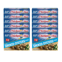 Pacific Pearl smoked oysters in water can label for premium flavor