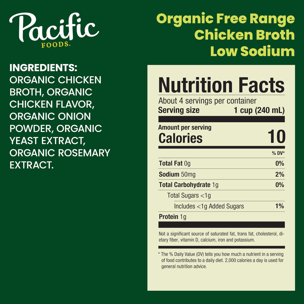 Pouring Pacific Foods low-sodium chicken broth to start a flavorful soup or sauce