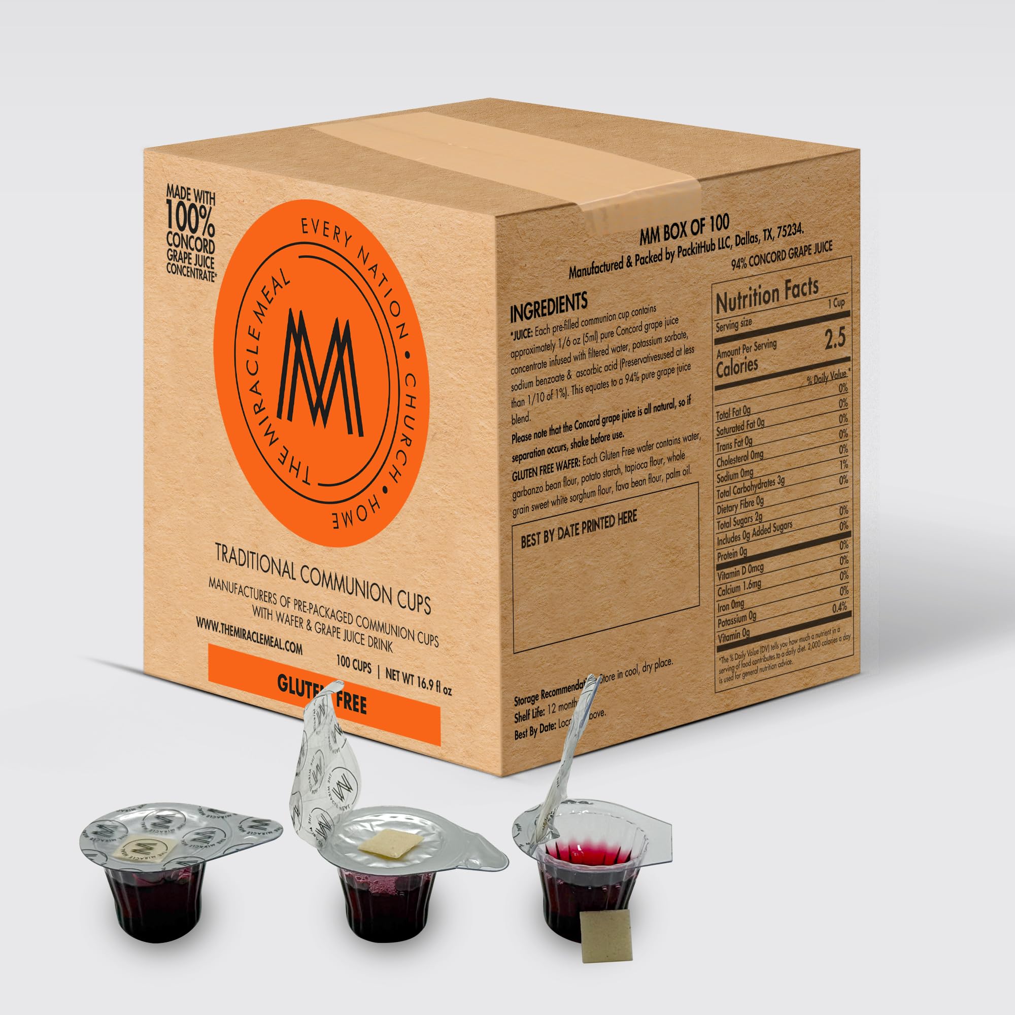 PACK IT HUB Miracle Meal cups filled with juice for easy home communion