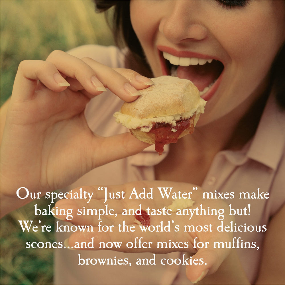 Packaging close-up of Sticky Fingers scone mix highlighting quality ingredients