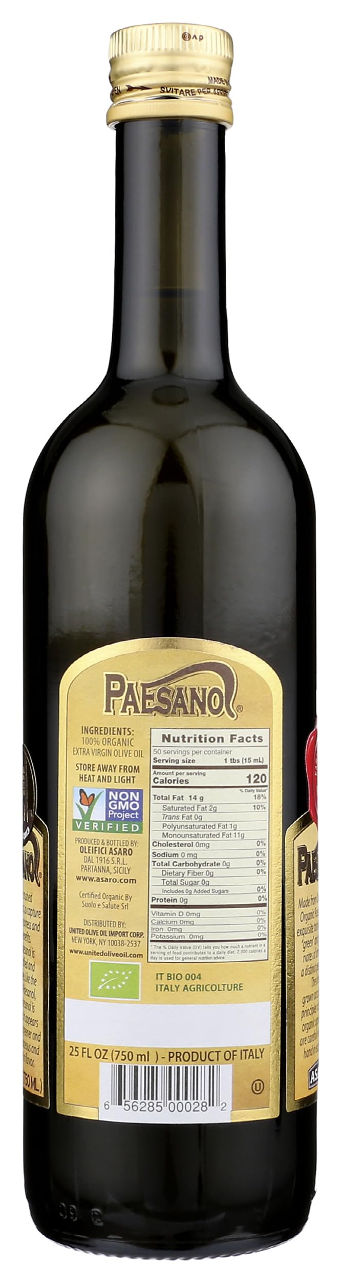 Paesano bottle cap close-up showing airtight seal for freshness