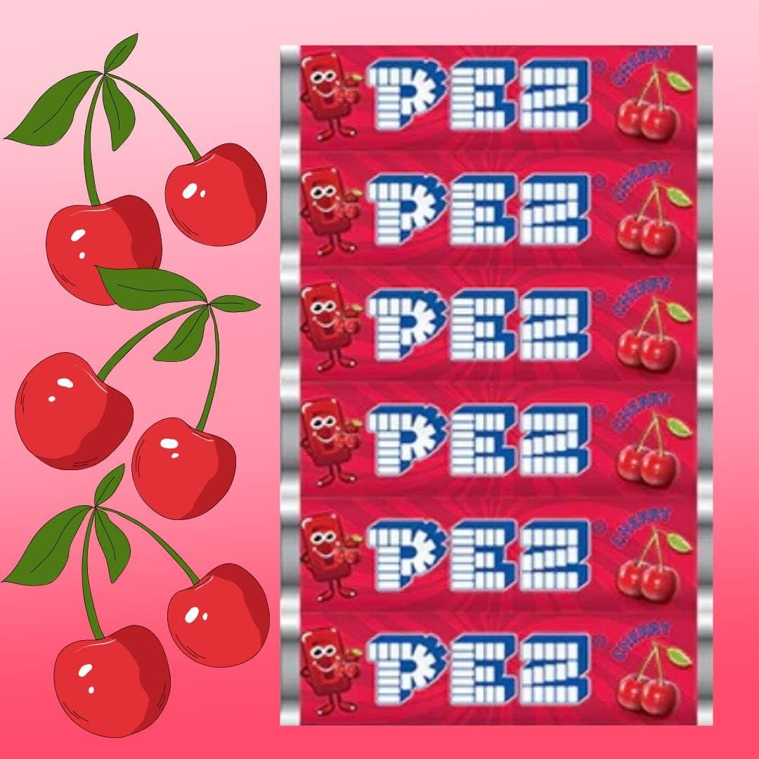 Page74 Pez candy dispenser refill rolls in cherry flavor, 25-count for quick refills.