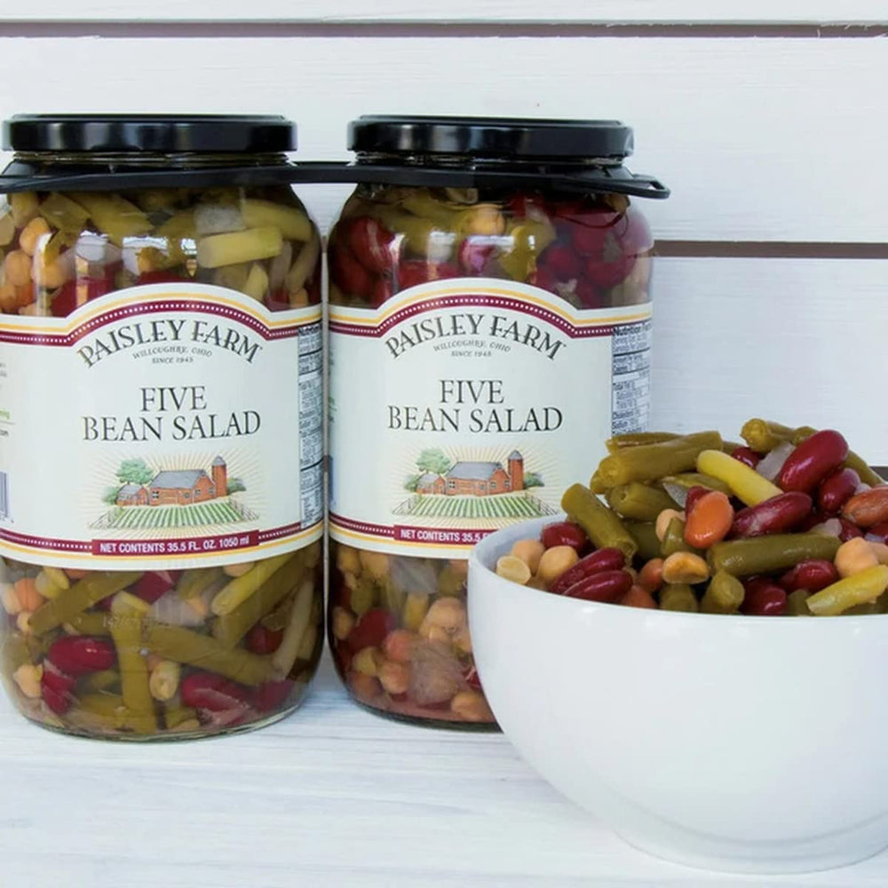 Paisley Farm 5 Bean Salad ready-to-eat serving suggests easy protein addition to salads.