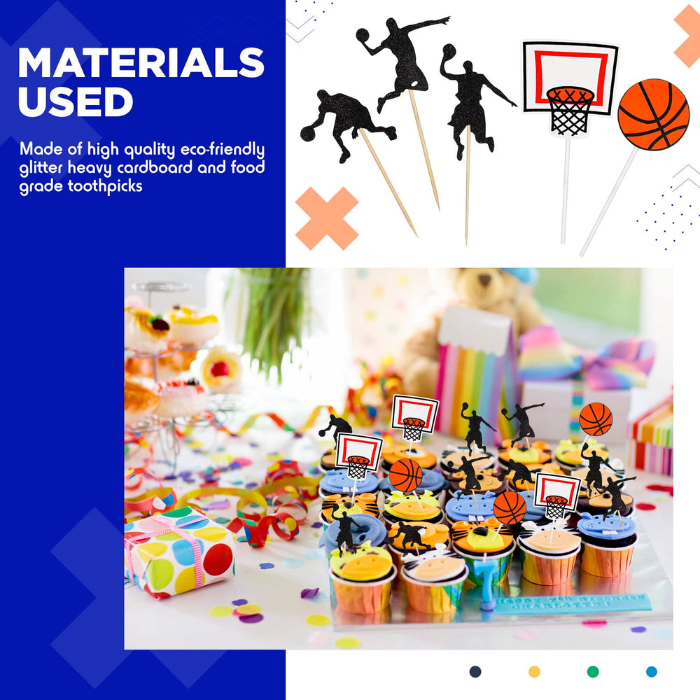 Pajean basketball cupcake toppers set simplifies decorating.