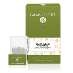 Palais des Thés Grand Jasmine Chun Feng tea bags deliver a fragrant jasmine aroma for everyday tea