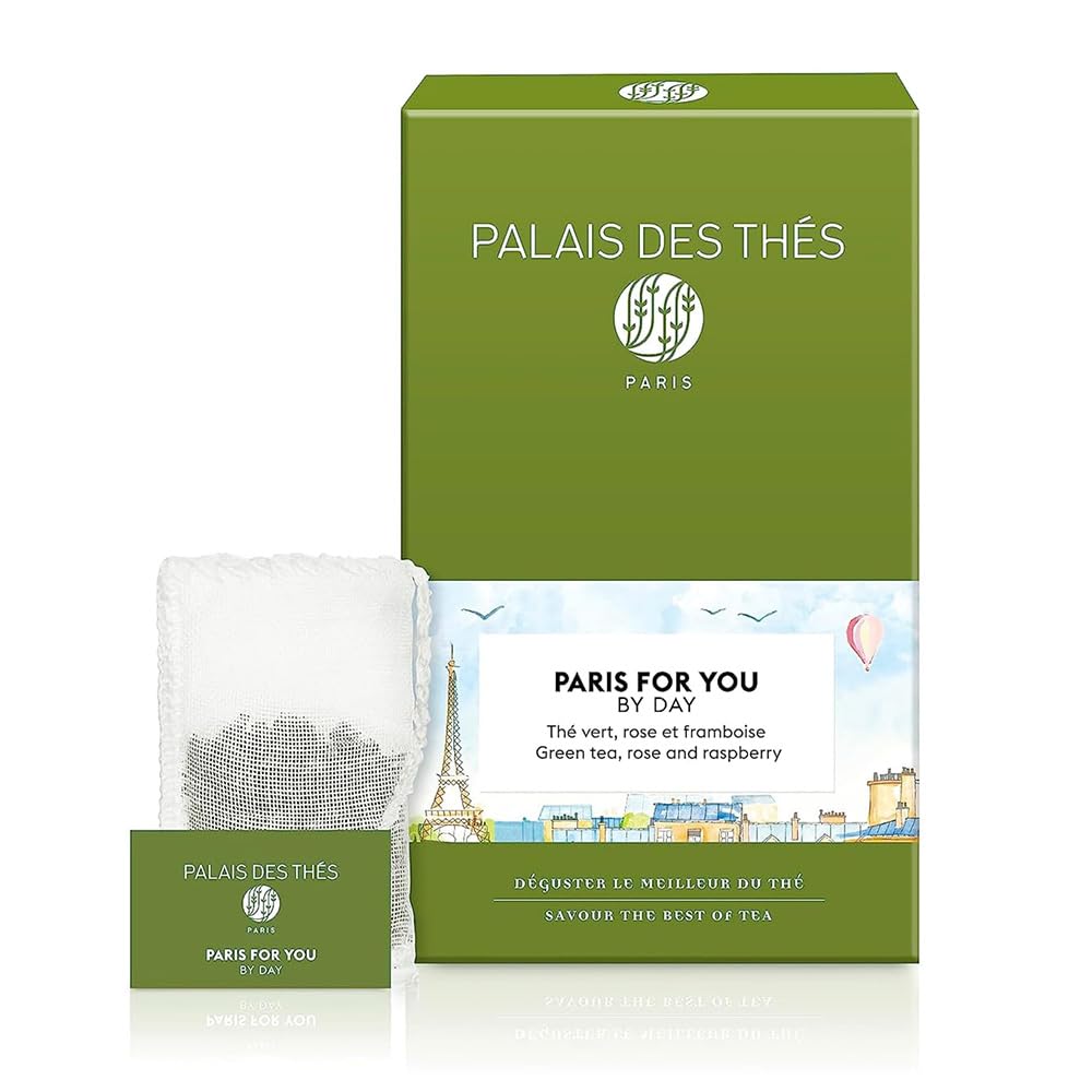 Palais des Thés green-tea-rose-raspberry-bags deliver delicate floral flavor.