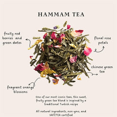 Palais des Thés Hammam Green Tea with red berries, vibrant infusion.