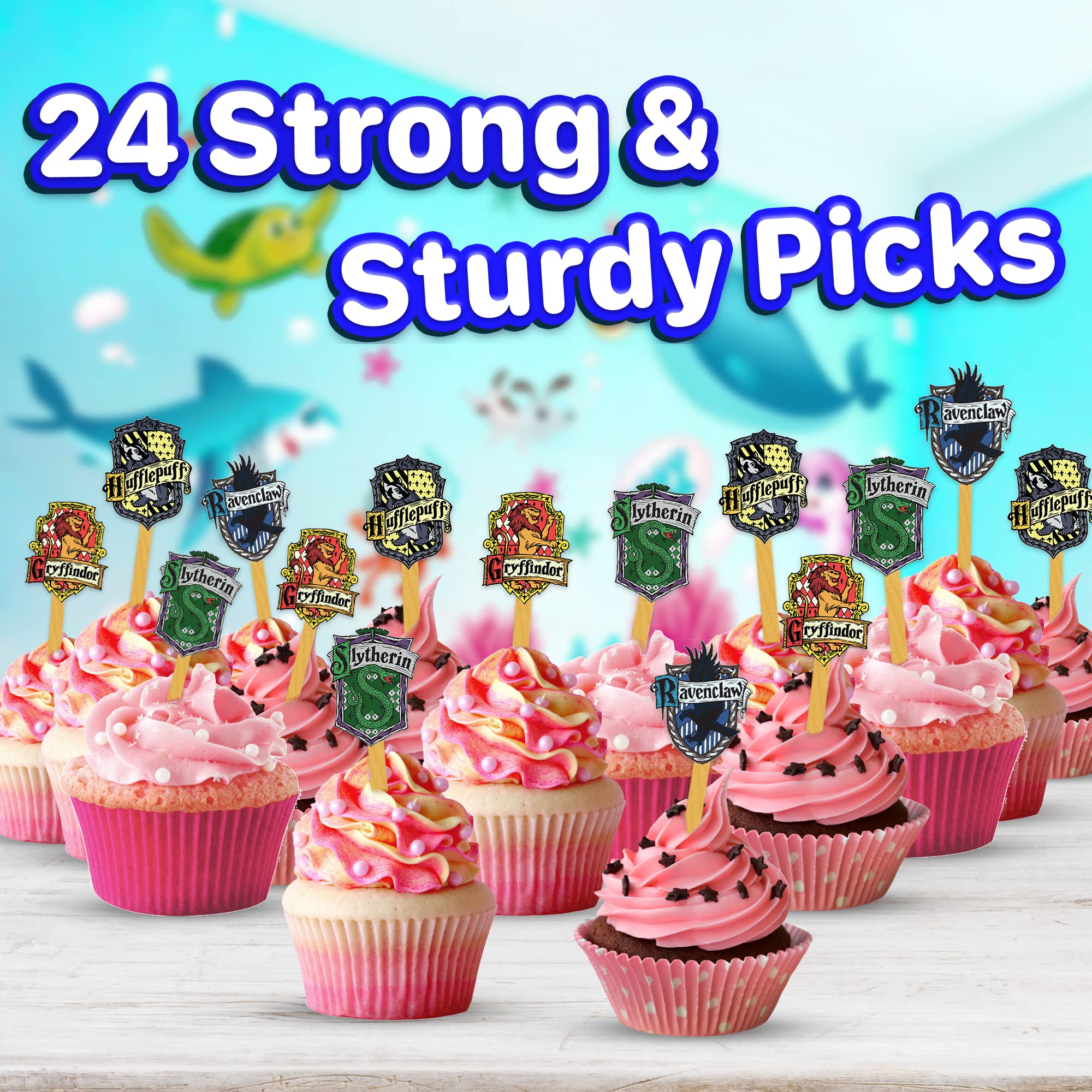 PALAMEWVDAZCV Happy Choice 24x Cupcake Topper Picks fit standard cupcakes easily.