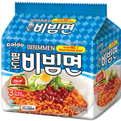 Paldo Bibim Cold Noodles pack front showing vibrant colors for quick meals