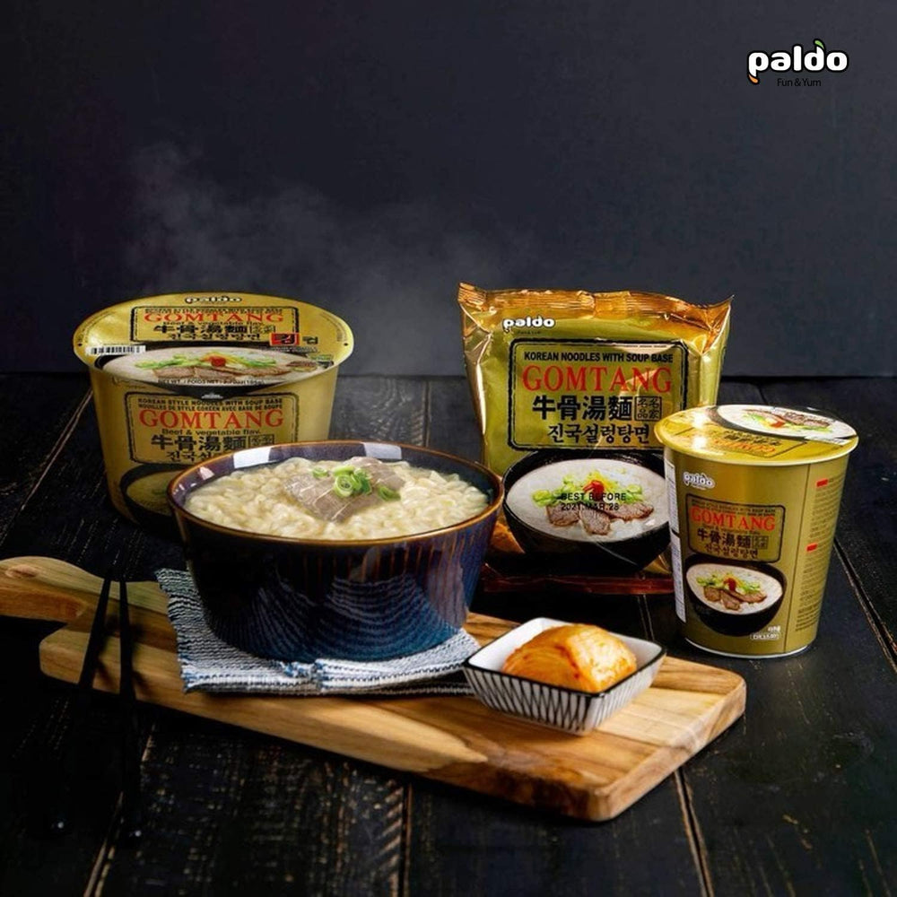 Paldo Fun & Yum Gomtang ramen ingredients-closeup suggests simple, practical prep