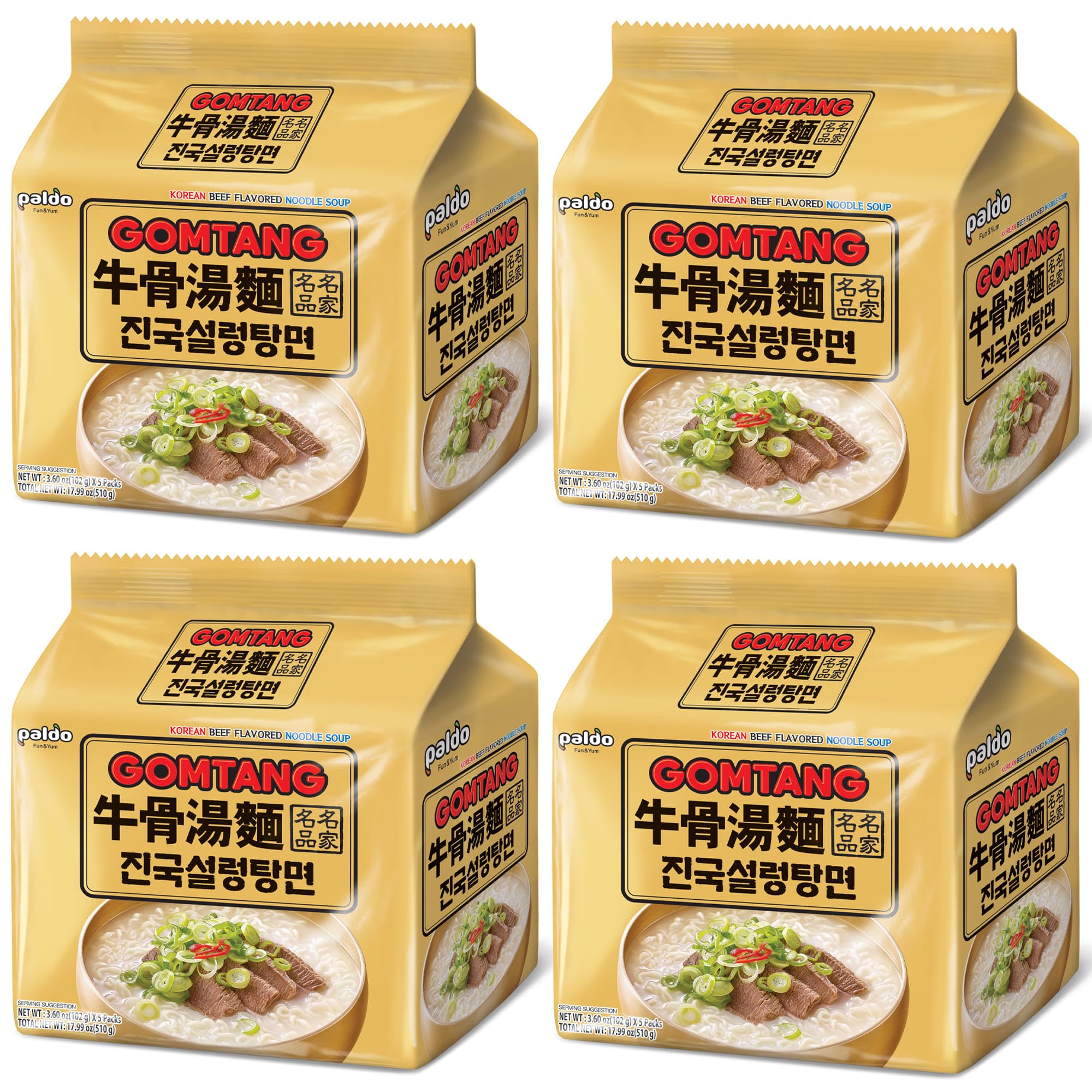 Paldo Fun & Yum Gomtang ramen noodles-closeup highlights gentle flavor