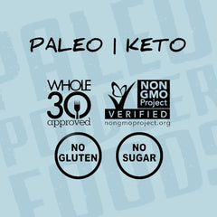 Paleo Powder spice blend close-up with herbs and spices, ideal for healthy meals