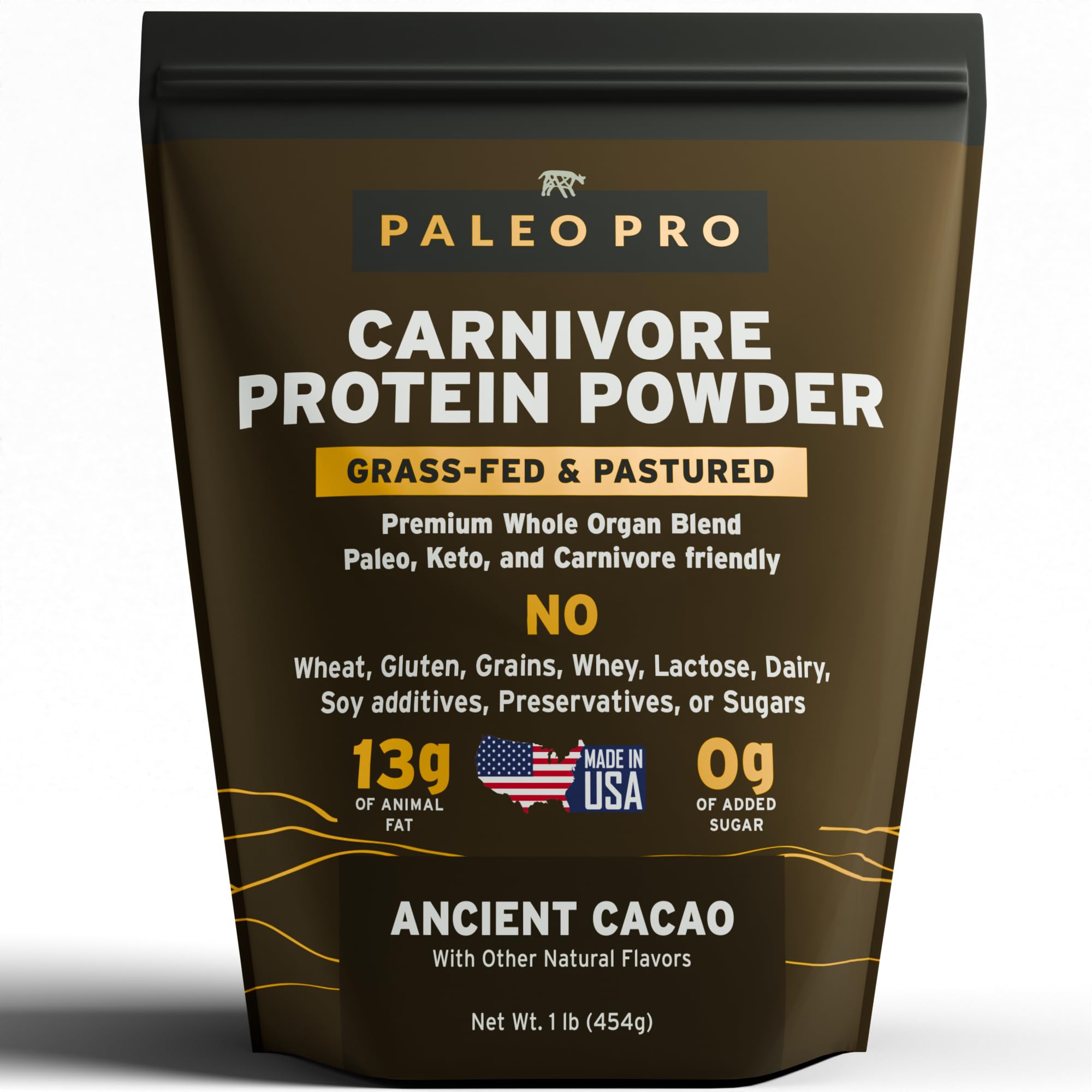 Paleo Pro Carnivore Complete Ancient Cacao powder for keto-friendly protein.