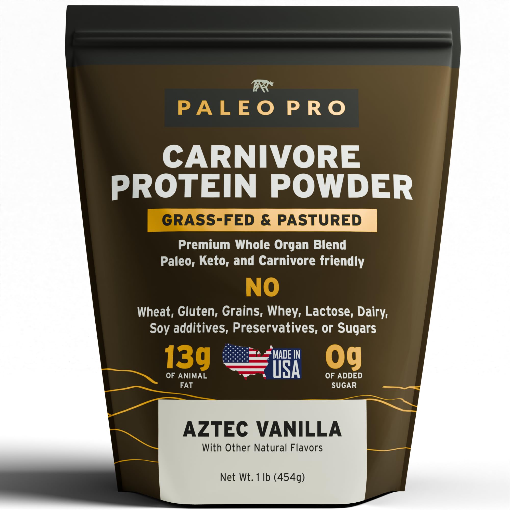 Paleo Pro Carnivore Complete Aztec Vanilla package highlights clean protein for keto-friendly nutrition.