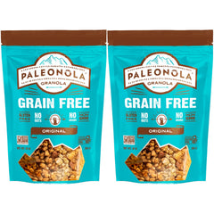 Paleonola Original grain-free granola packaging for two-pack resealable bag.